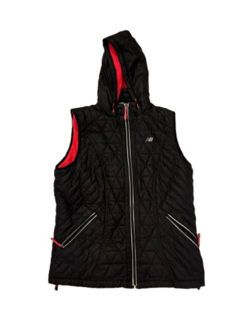 New Balance Black Quilted Puffer Hooded Vest